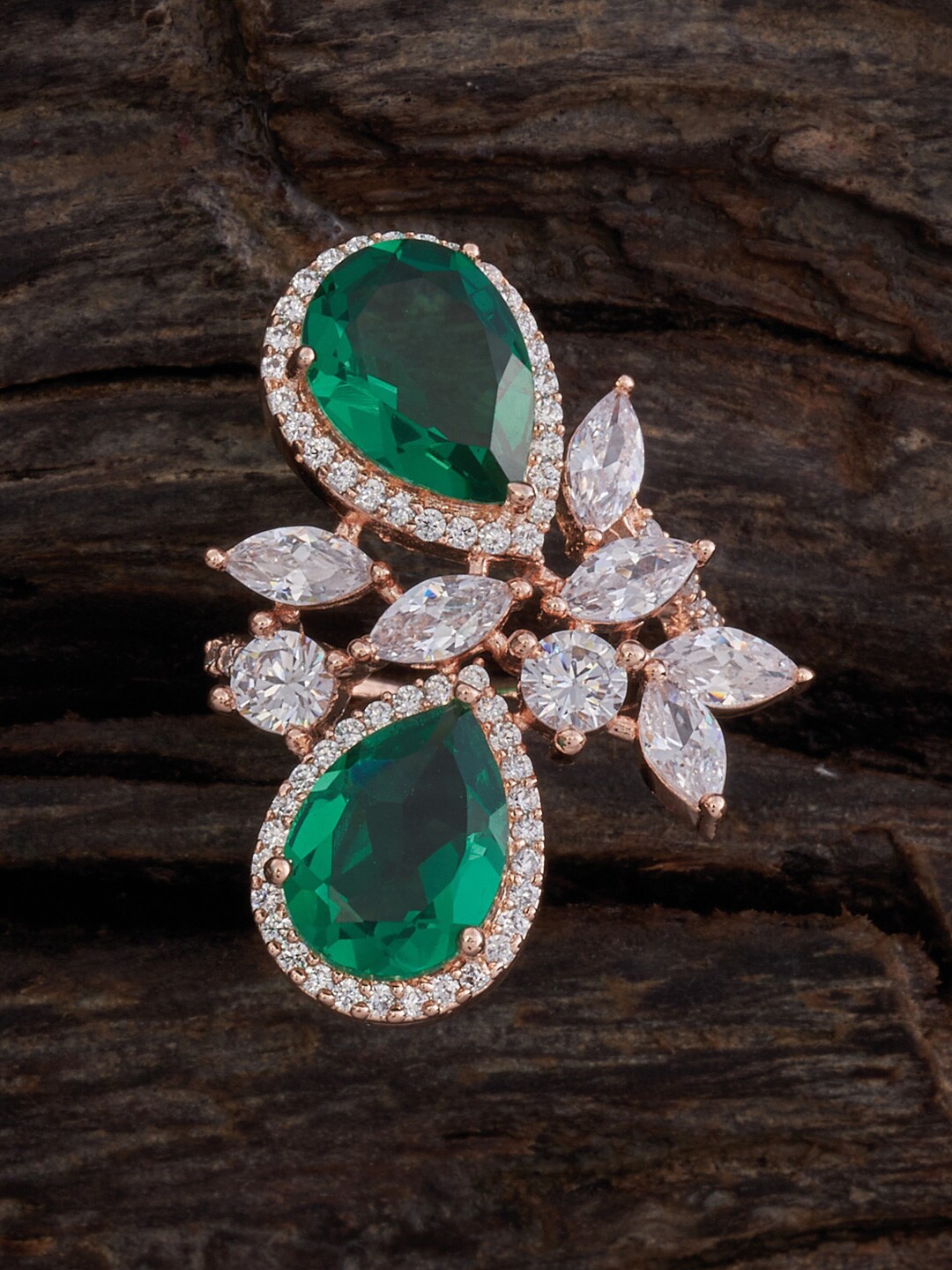 

Kushal's Fashion Jewellery Rose Gold-Plated CZ-Studded Ring