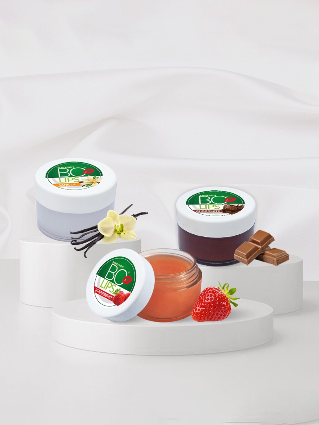 

BOROLINE Bo Lips Set Of 3 Lip Balms-10gm Each-Strawberry-Vanilla-Chocolate, Orange