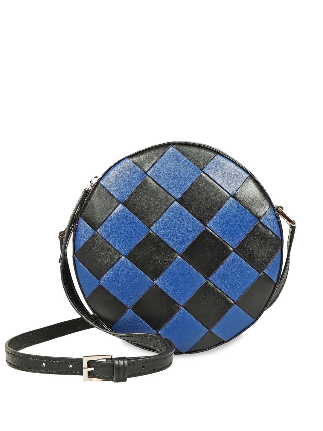 

Hidesign Geometric Leather Structured Sling Bag with Quilted, Black