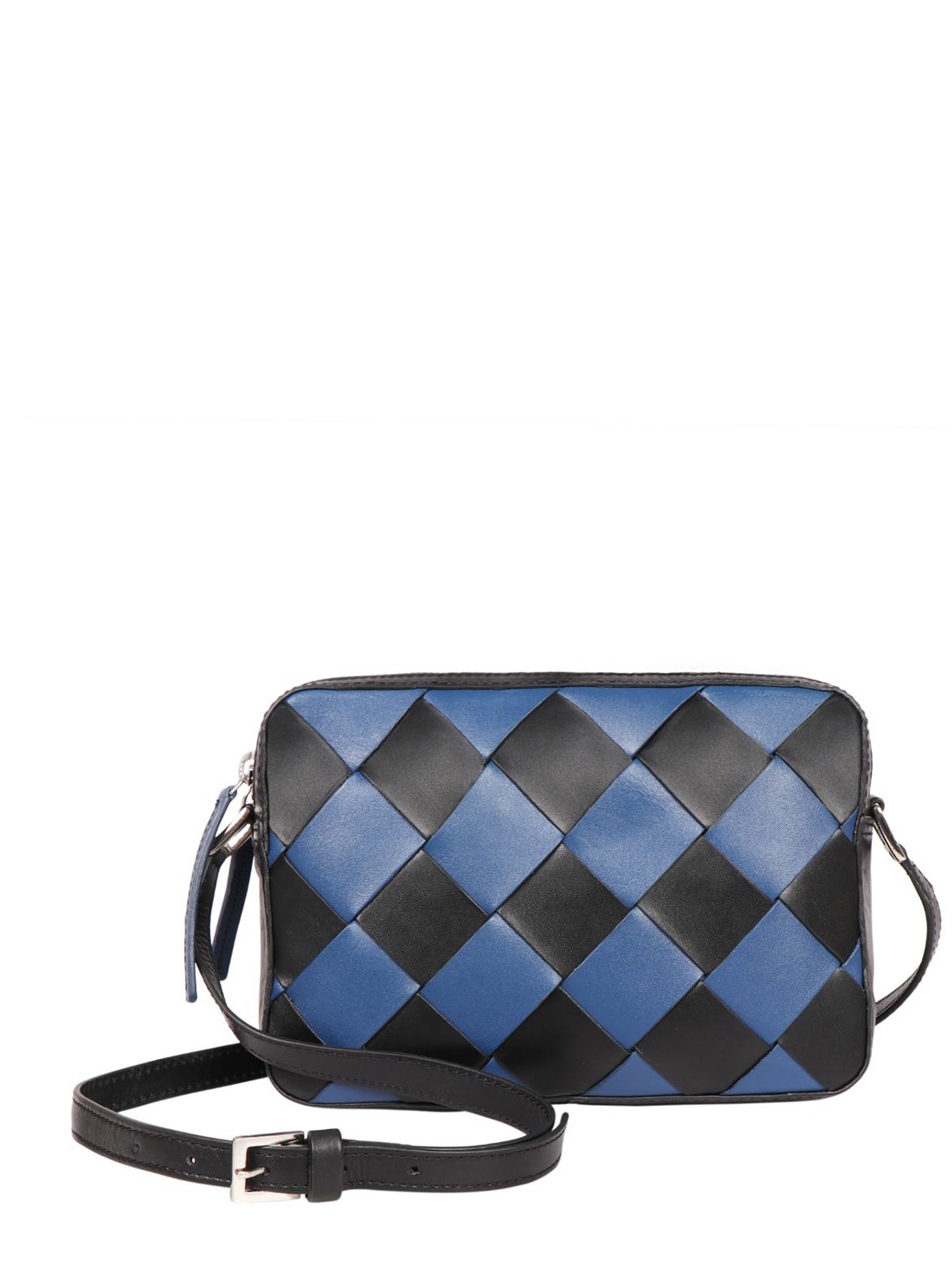 

Hidesign Geometric Textured Leather Structured Sling Bag, Black