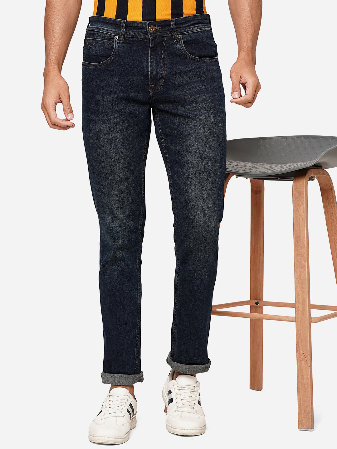 

Greenfibre Men Straight Fit Light Fade Stretchable Jeans, Blue