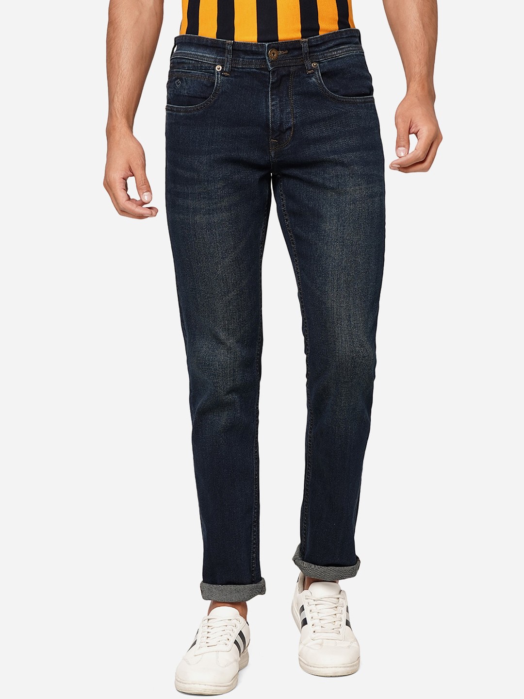 

Greenfibre Men Straight Fit Light Fade Clean Look Stretchable Jeans, Blue