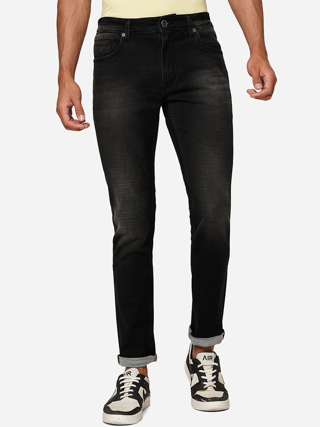 

JADE BLUE Men Mid-Rise Slim Fit Heavy Fade Clean Look Stretchable Jeans, Grey