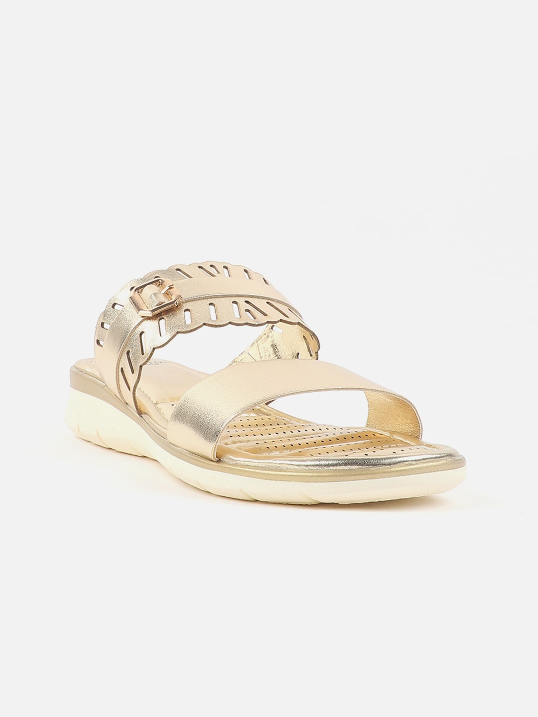 

Carlton London Textured Open Toe Comfort Heels, Gold