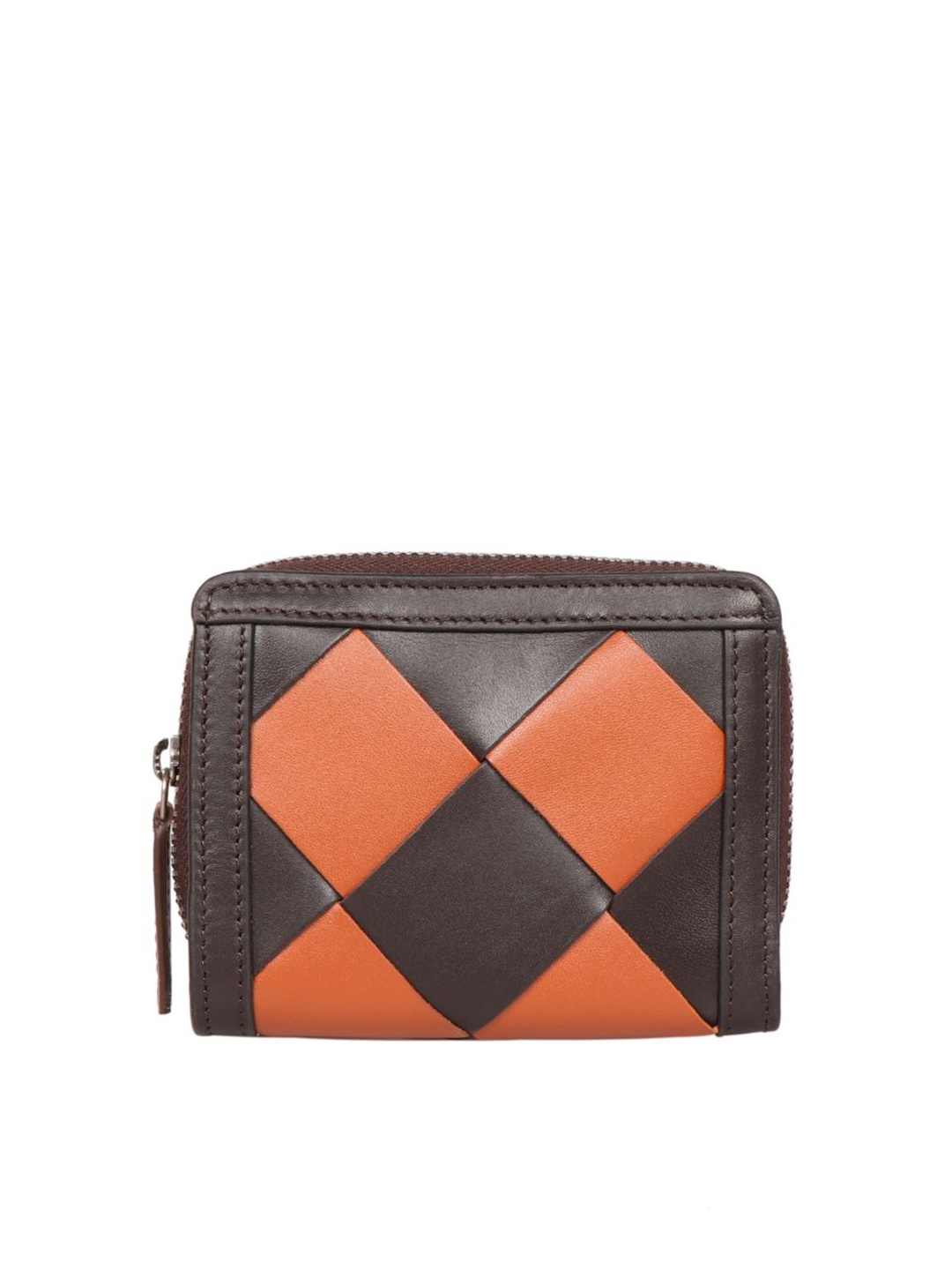 

Hidesign Geometric Zip Around Leather Wallet, Brown