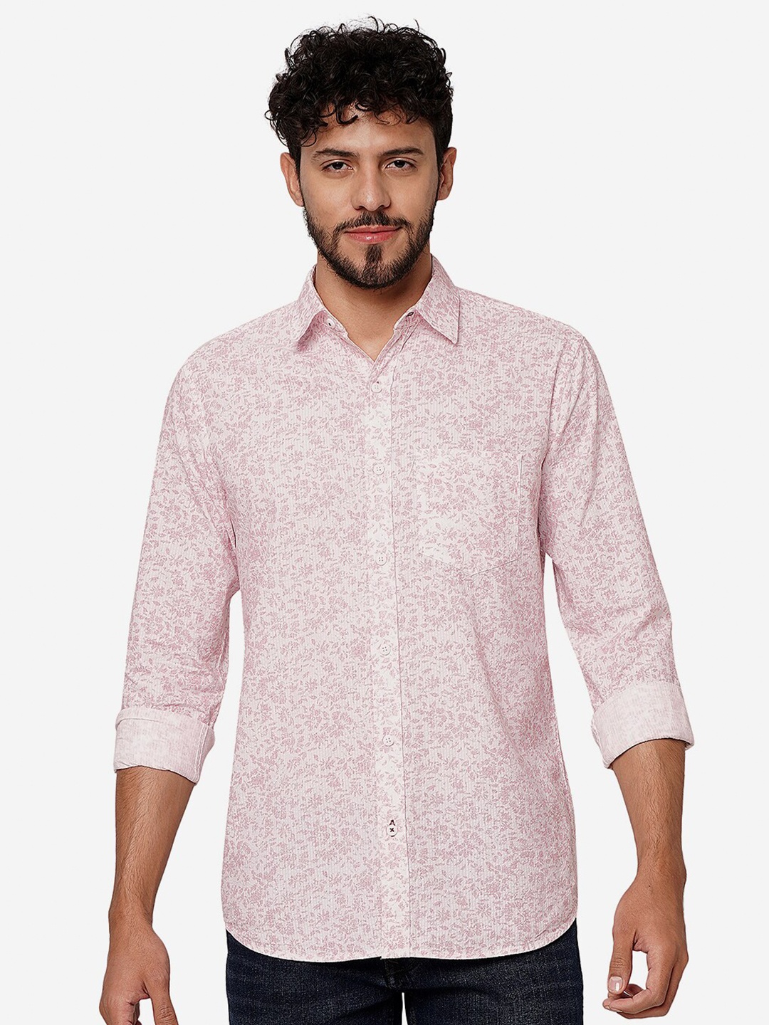 

JADE BLUE Slim Fit Floral Printed Casual Shirt, Red