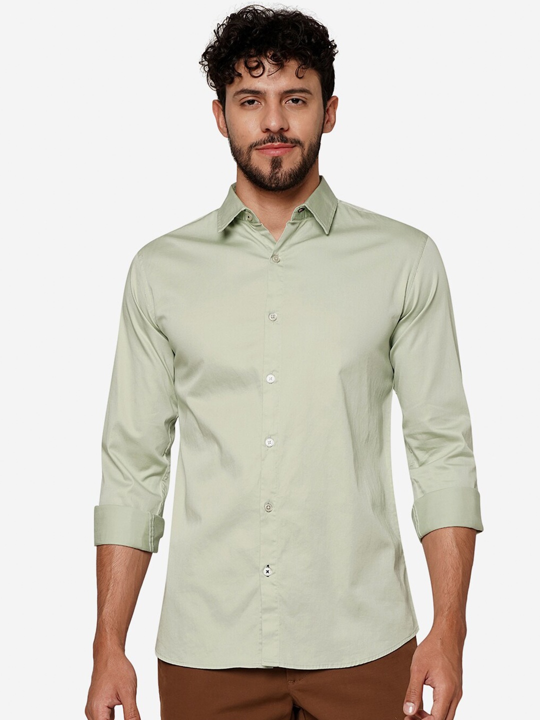 

JADE BLUE Slim Fit Opaque Casual Shirt, Green