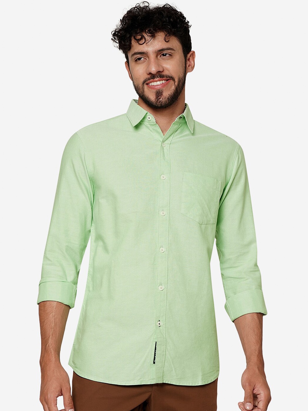 

JADE BLUE Slim Fit Opaque Casual Shirt, Green