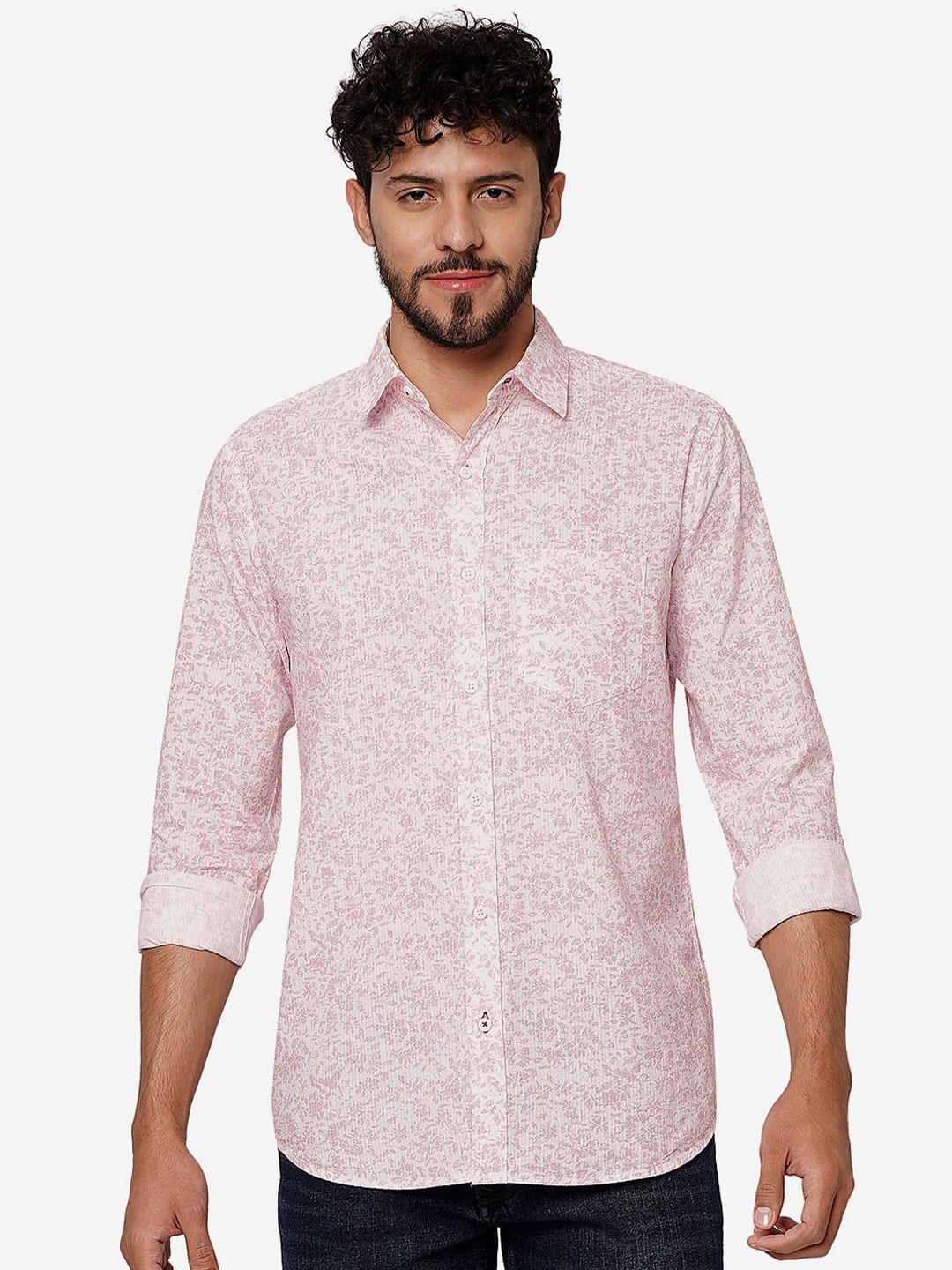 

JADE BLUE Slim Fit Floral Printed Casual Shirt, Red