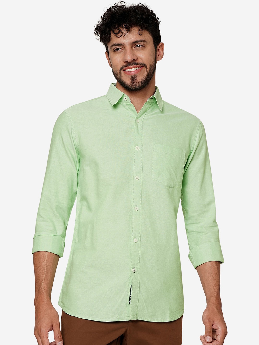 

JADE BLUE Slim Fit Opaque Casual Shirt, Green