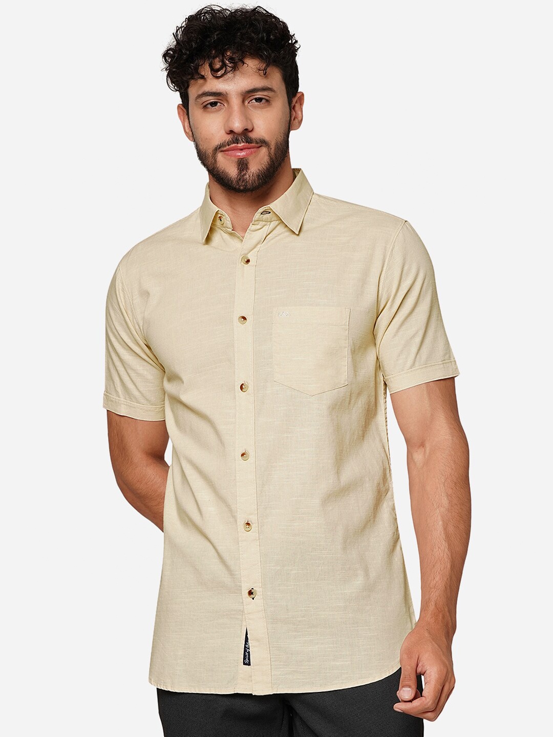 

JADE BLUE Slim Fit Opaque Casual Shirt, Khaki