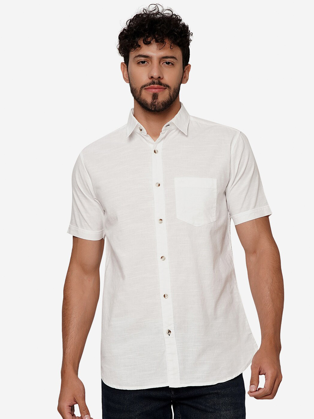 

JADE BLUE Slim Fit Opaque Casual Shirt, White