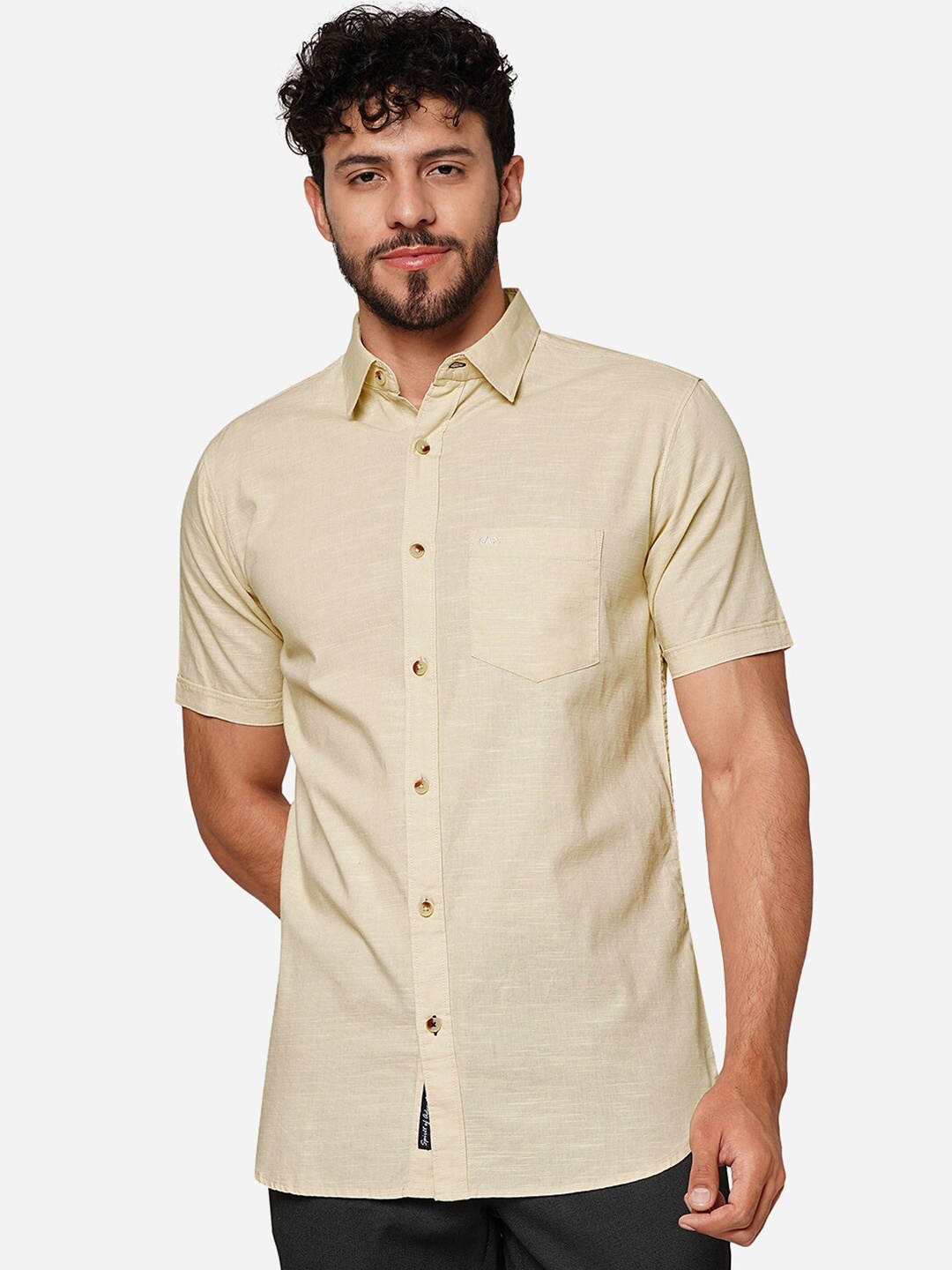 

JADE BLUE Slim Fit Opaque Casual Shirt, Khaki