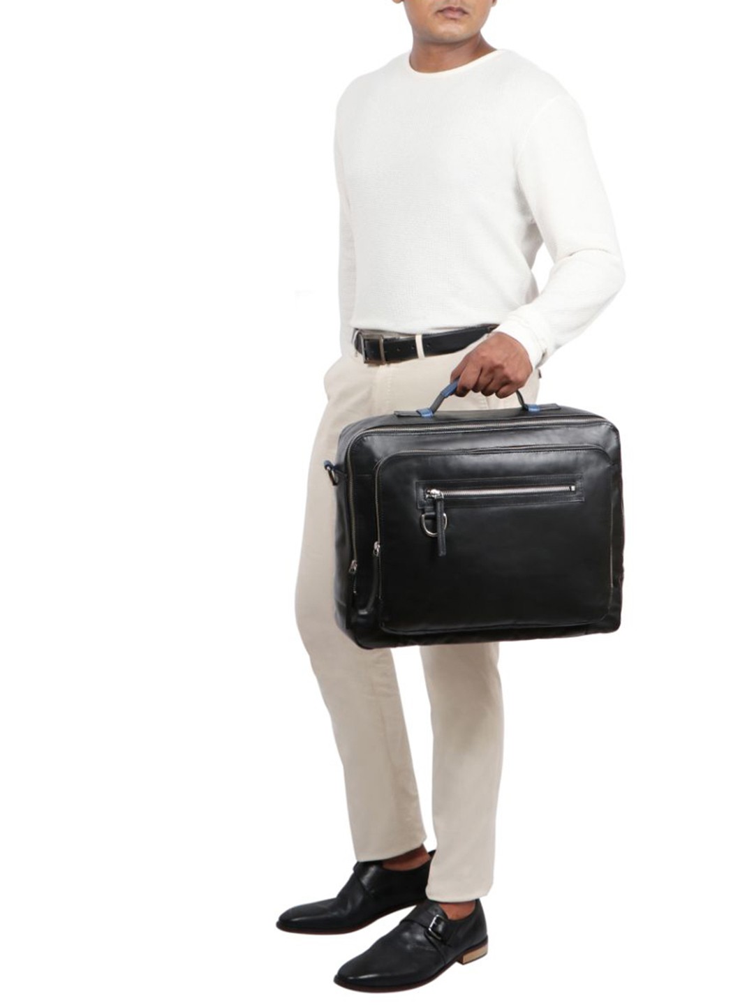 

Hidesign Men Leather Laptop Bag, Black
