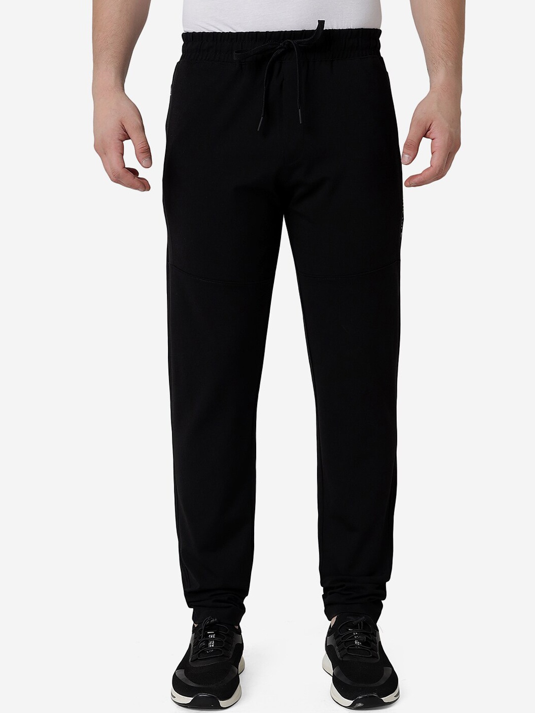 

JADE BLUE Men Mid-Rise Slim Fit Lycra Track Pants, Black