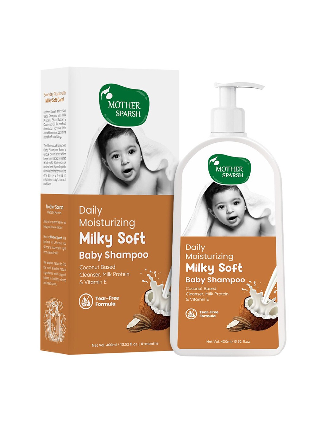 

Mother Sparsh Daily Moisturizing Milky Soft Baby Shampoo with Vitamin E - 400 ml, White