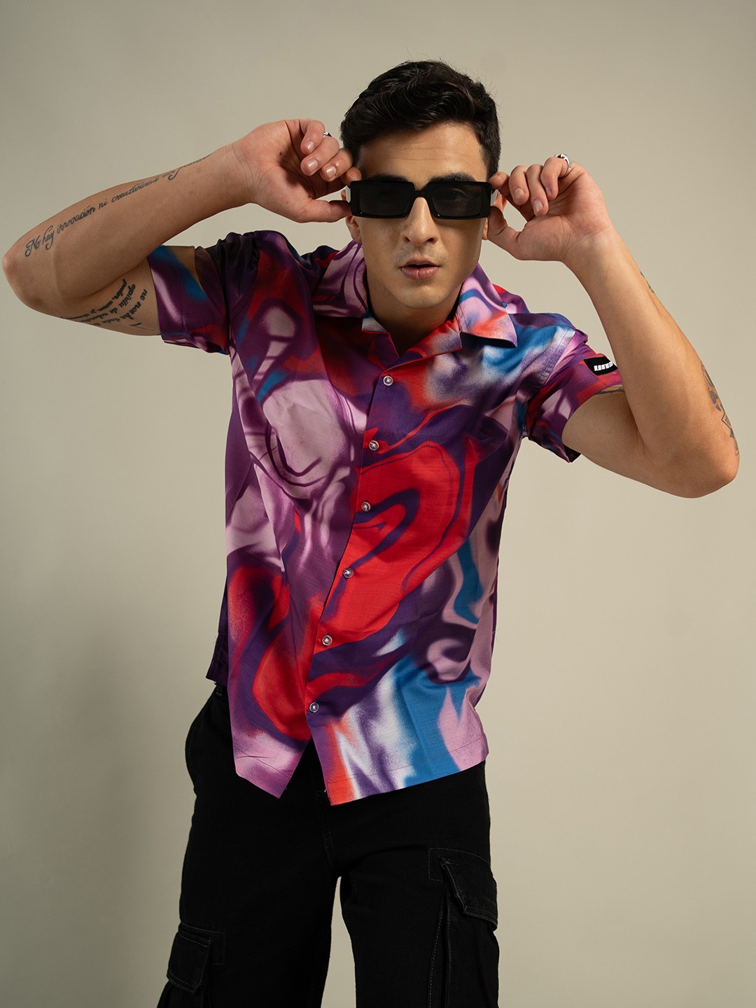 

UNRL Relaxed Printed Cuban Collar Casual Shirt, Multi