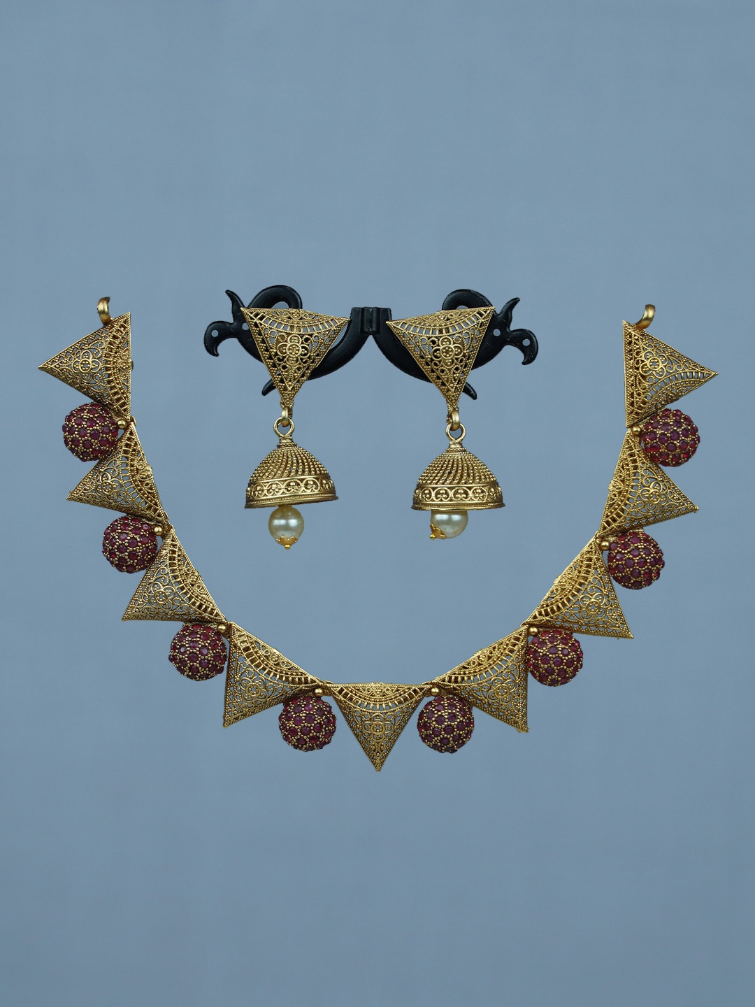 

Diksha collection Gold-Plated Stone Studded Jewellery Set