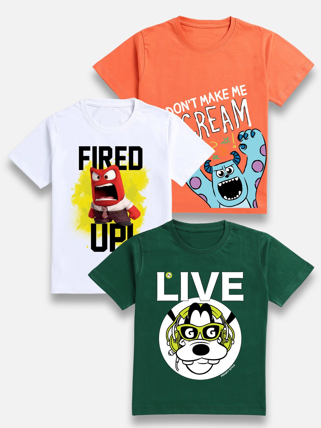 

BAESD Boys Pack of 3 Graphic Printed Cotton T-shirt, White