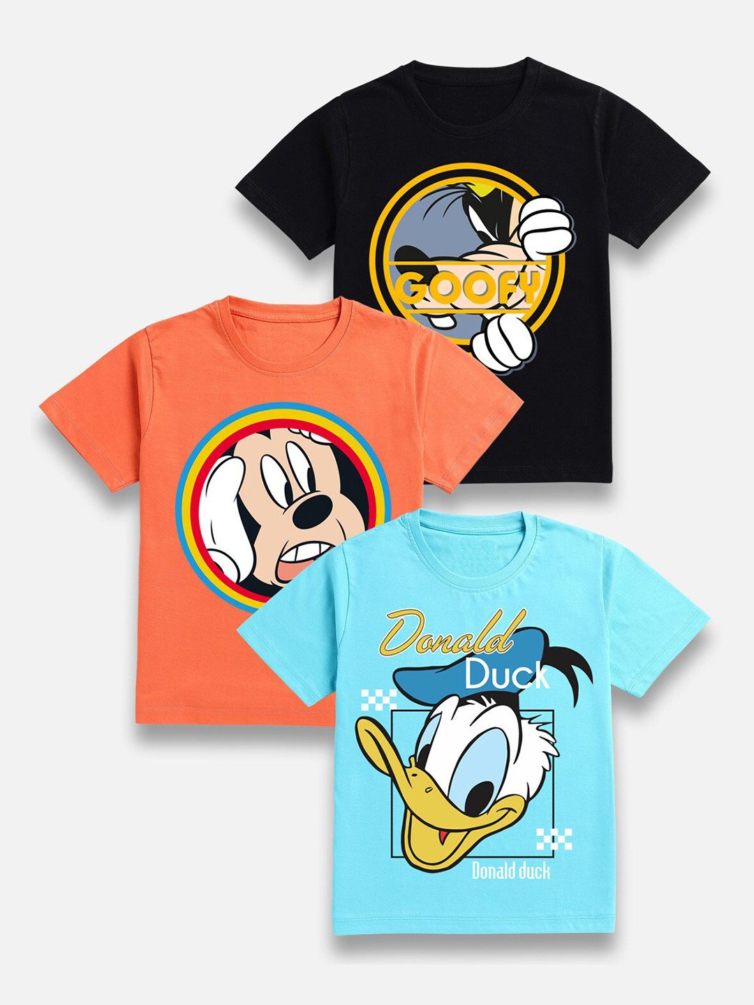 

BAESD Boys Pack Of 3 Graphic Mickey & Friends Printed Cotton T-Shirt, Black
