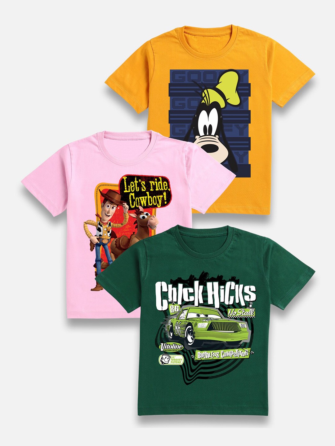 

BAESD Boys Pack of 3 Graphic Printed Cotton T-shirt, Yellow