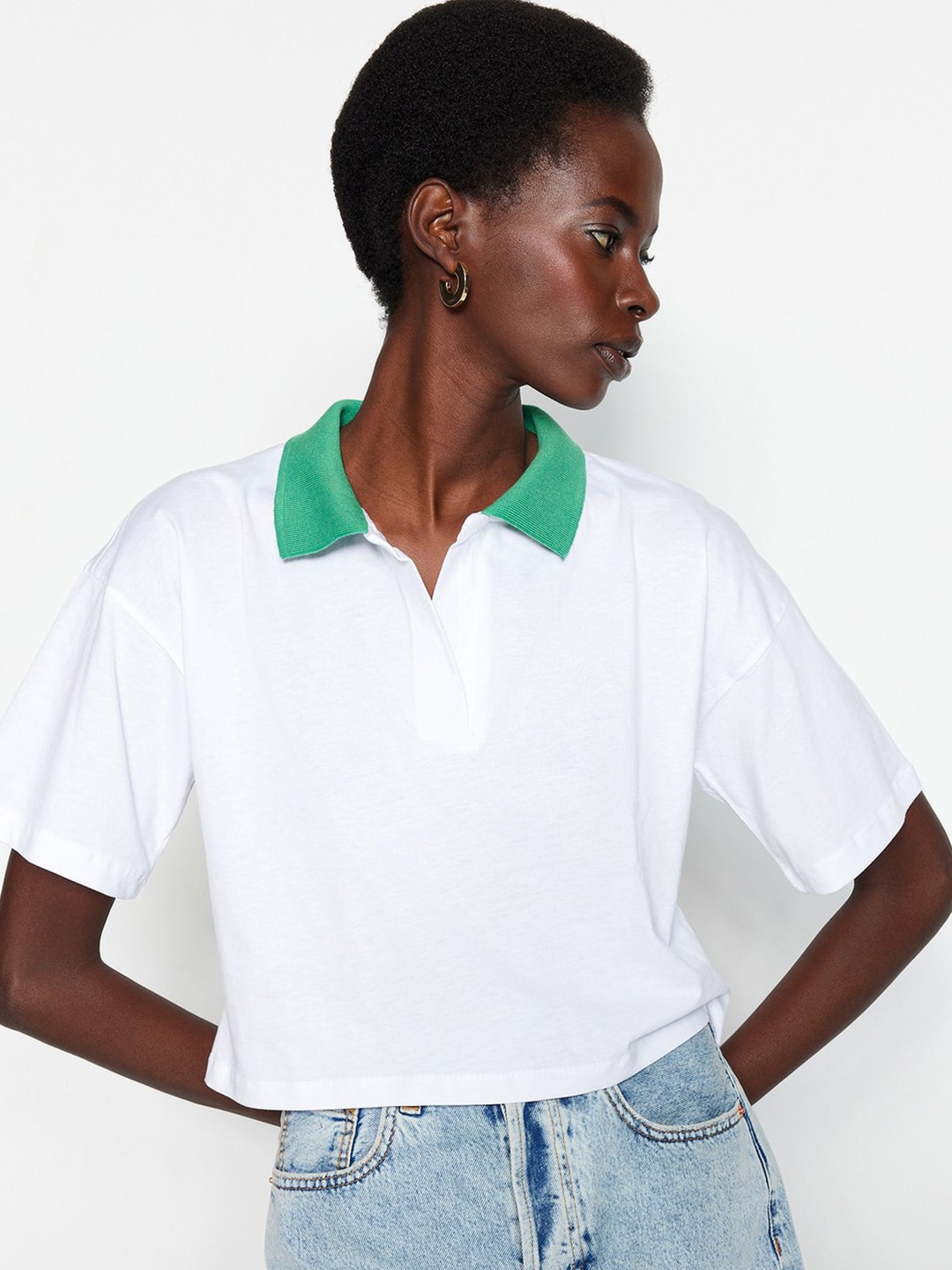 

Trendyol Polo Collar Pure Cotton T-shirt, White