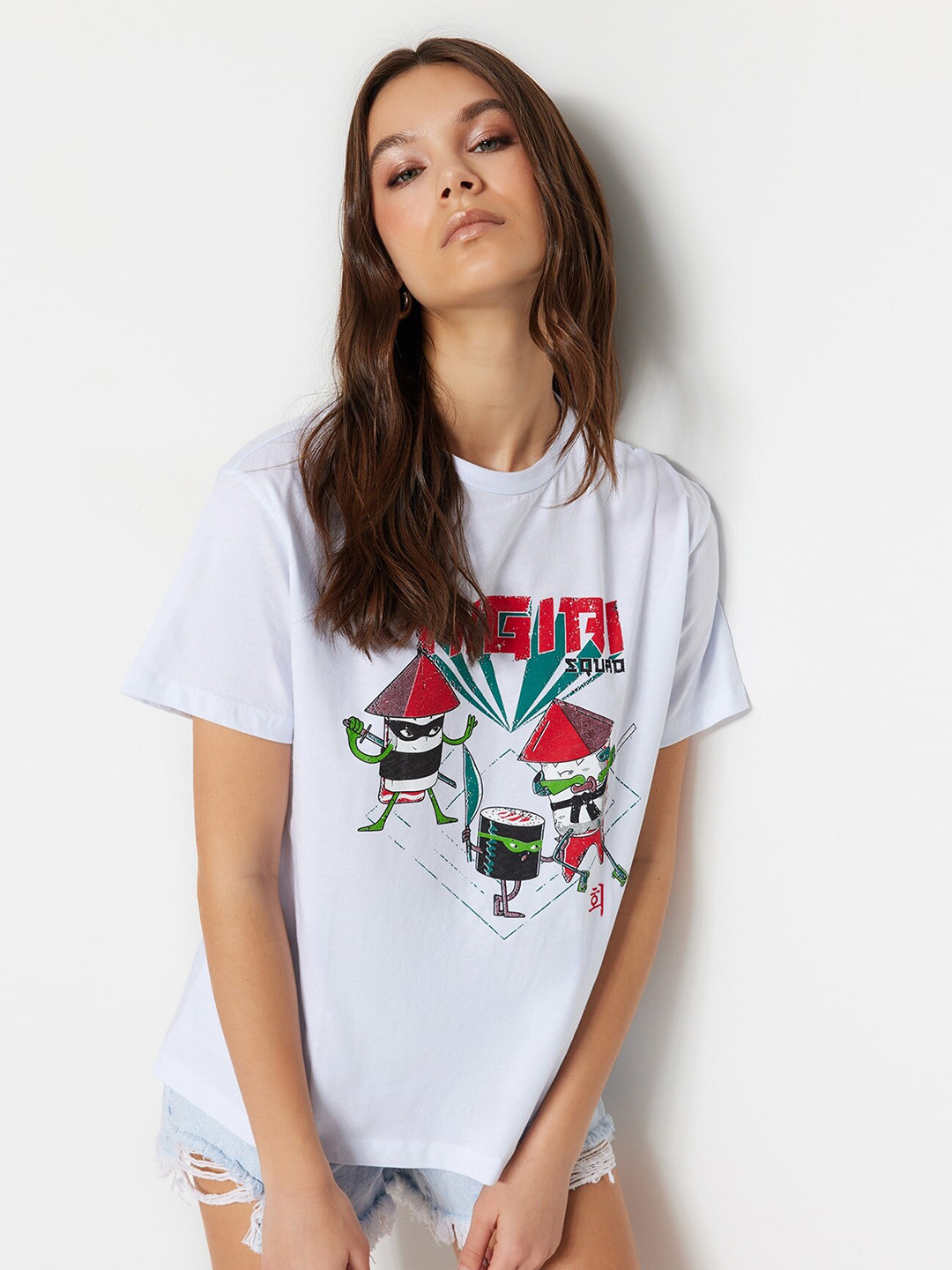 

Trendyol Graphic Printed Pure Cotton T-shirt, White