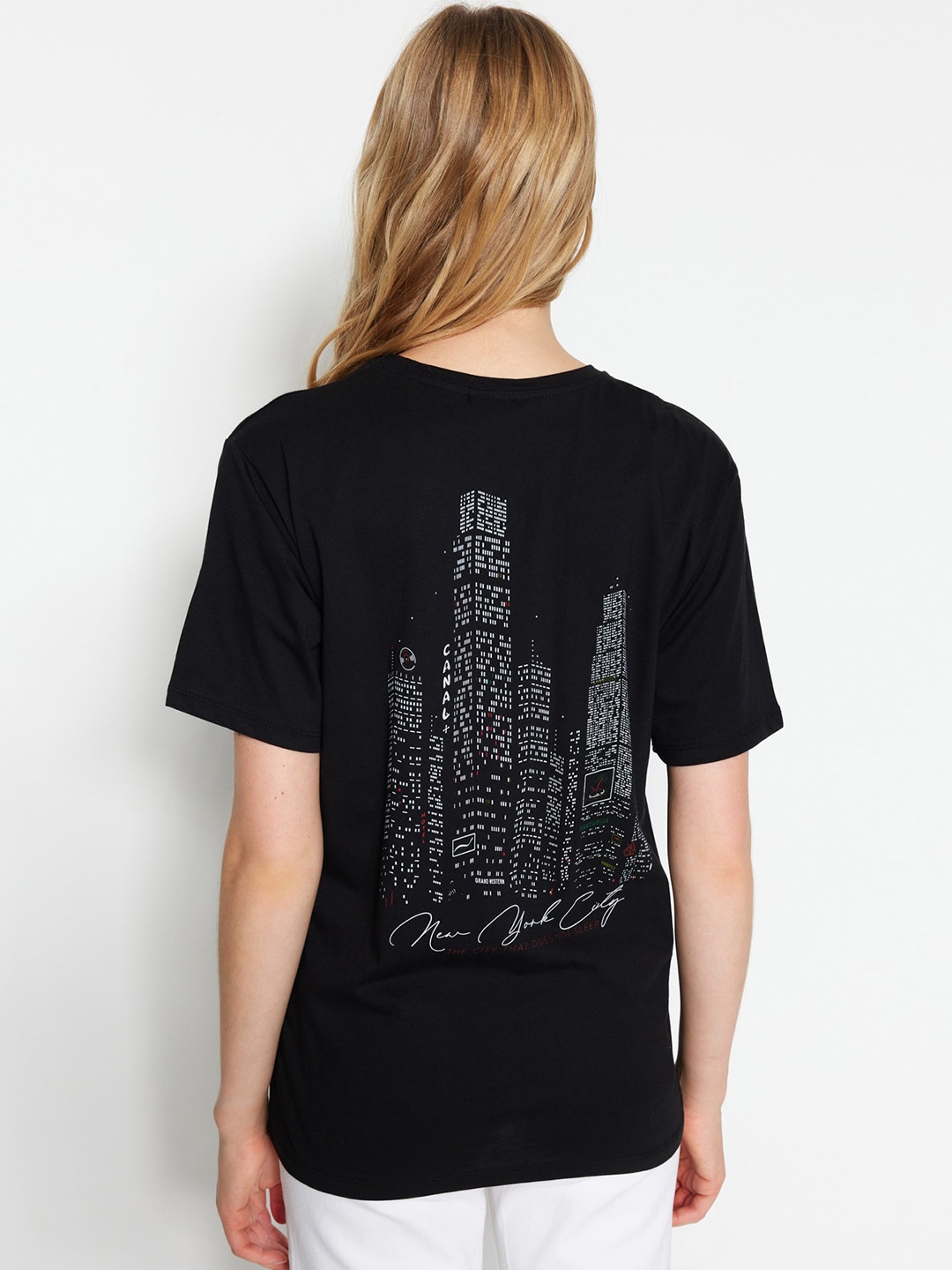 

Trendyol Graphic Printed Pure Cotton T-Shirt, Black