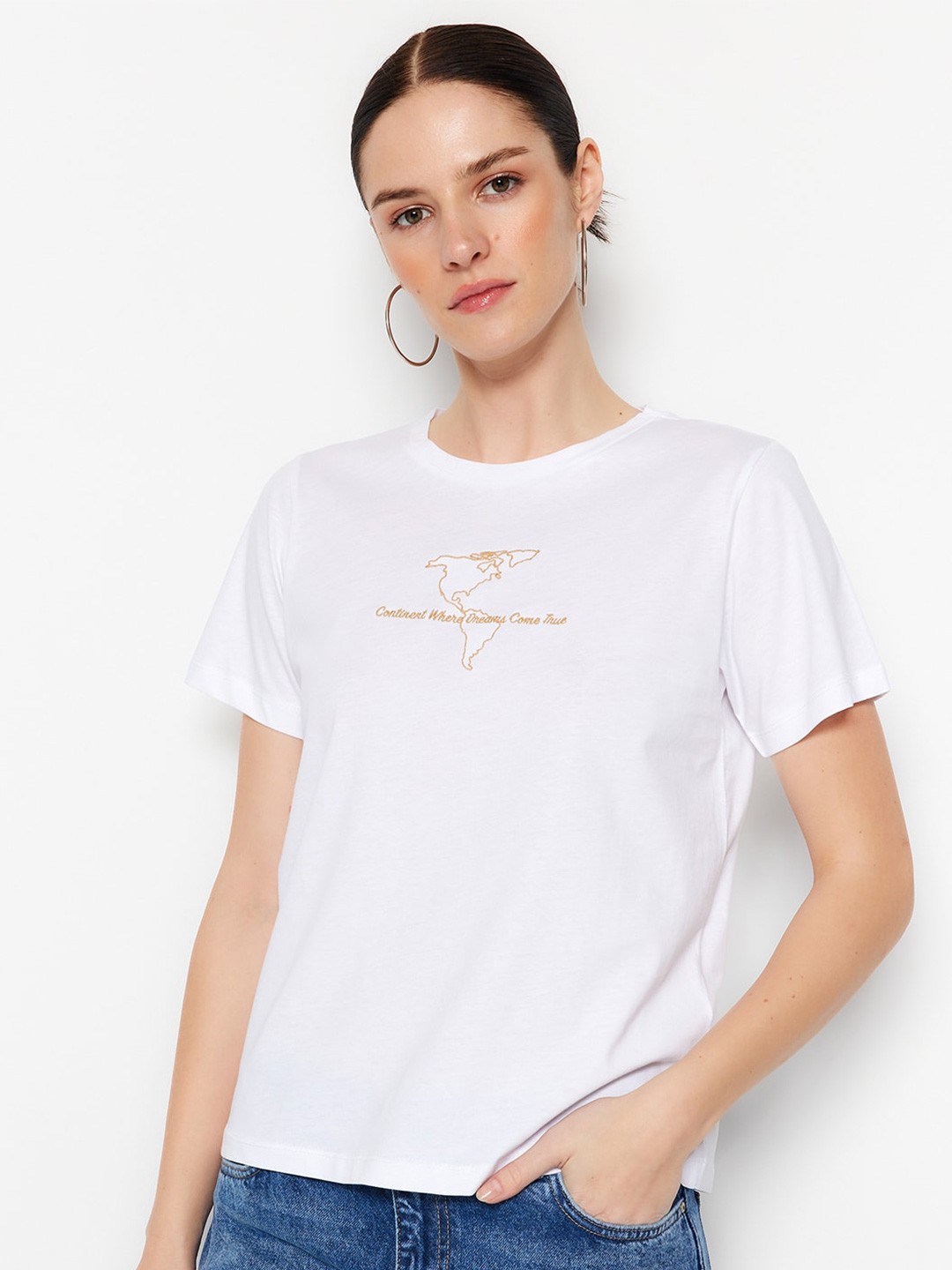 

Trendyol Typography Printed Pure Cotton T-Shirt, White