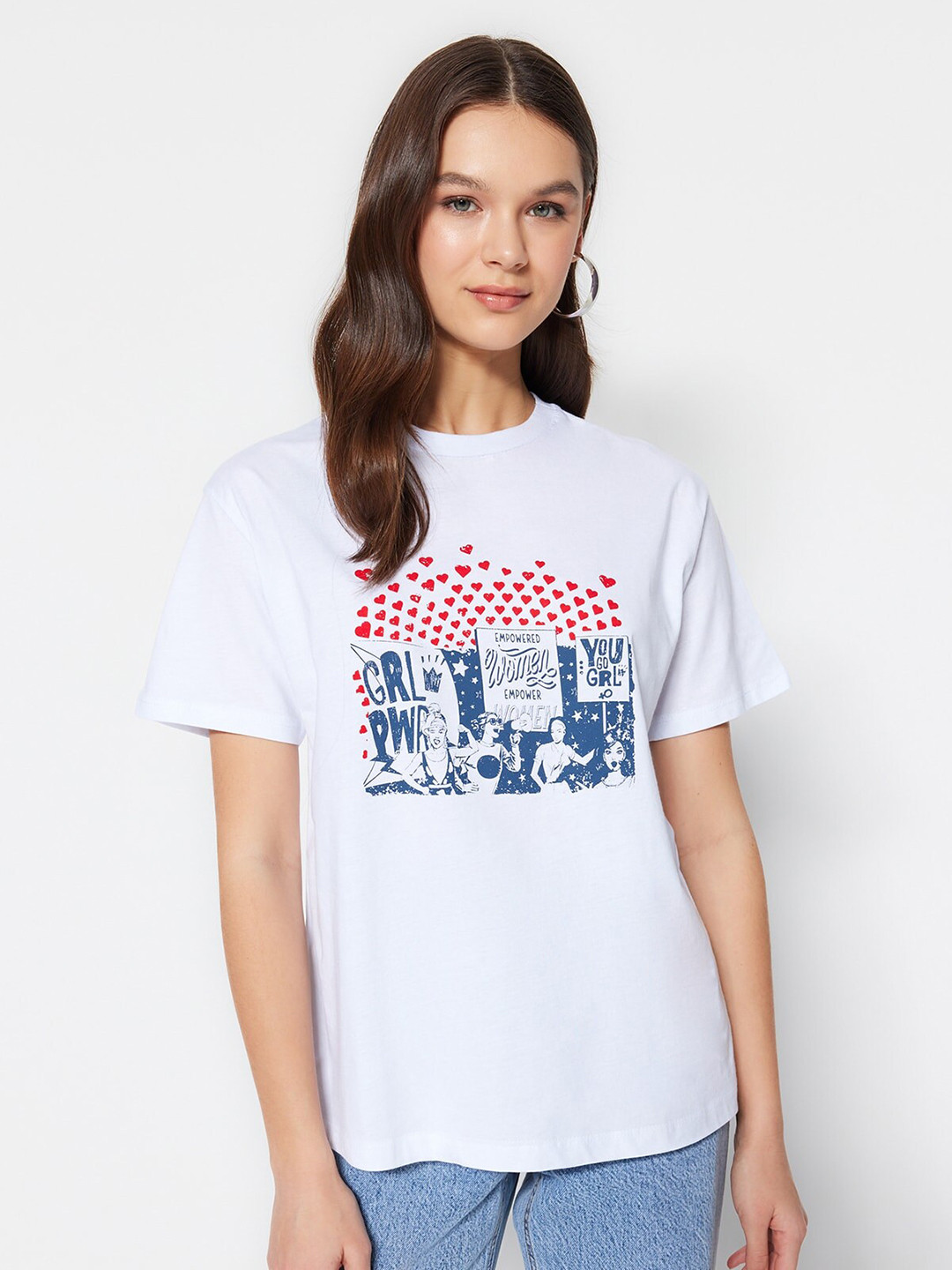 

Trendyol Graphic Printed Pure Cotton T-Shirt, White