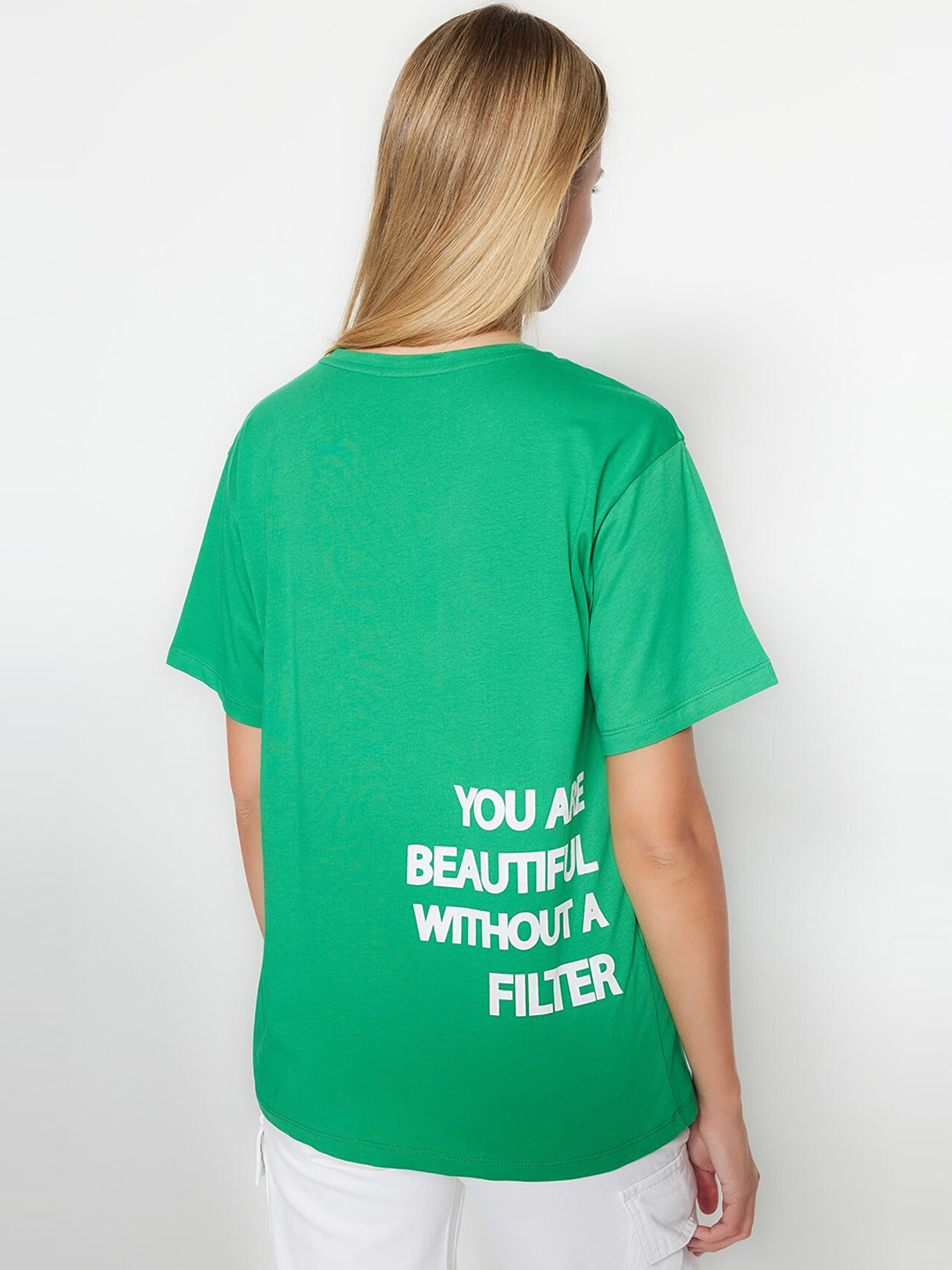 

Trendyol Typography Printed Pure Cotton T-Shirt, Green