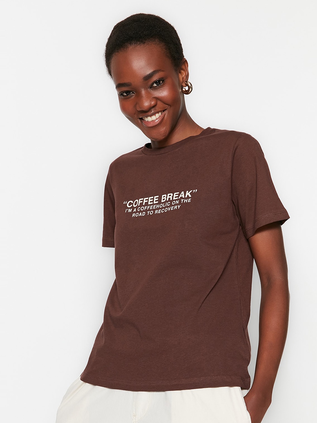 Trendyol Typography Printed Cotton T-shirt, Na