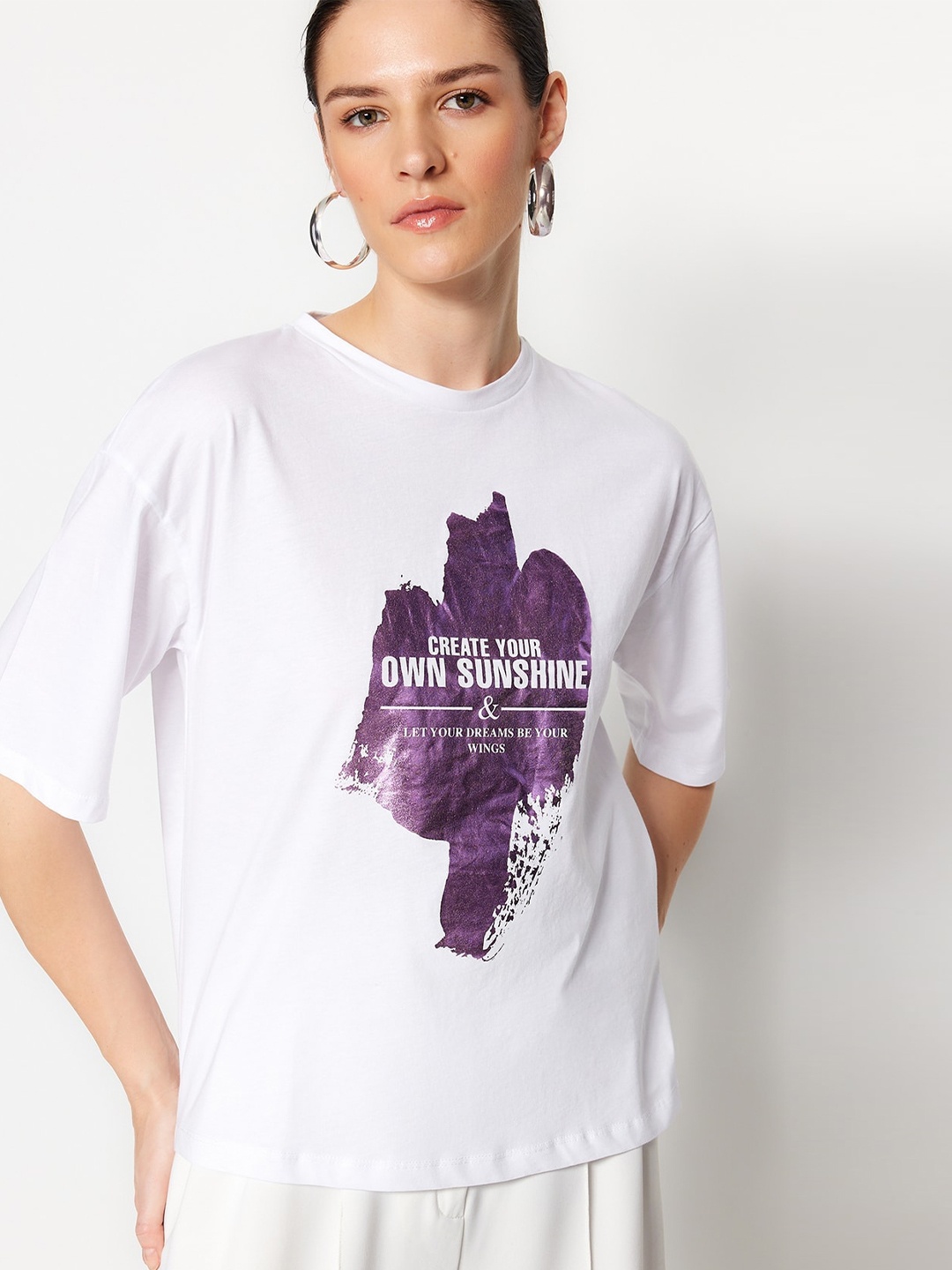 

Trendyol Typography Printed Pure Cotton T-shirt, White