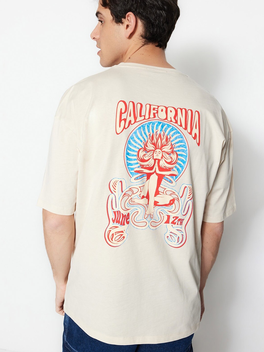 

Trendyol Graphic Printed Pure Cotton T-Shirt, Off white