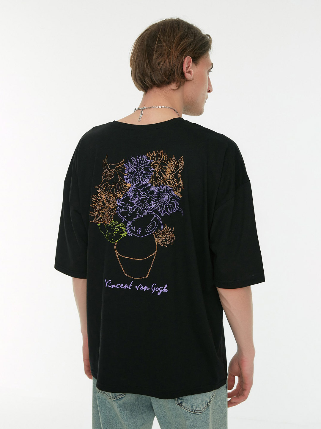 

Trendyol Graphic Printed Drop-Shoulder Sleeves T-shirt, Black