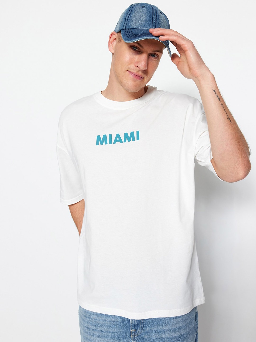 

Trendyol Typography Printed Pure Cotton T-shirt, White