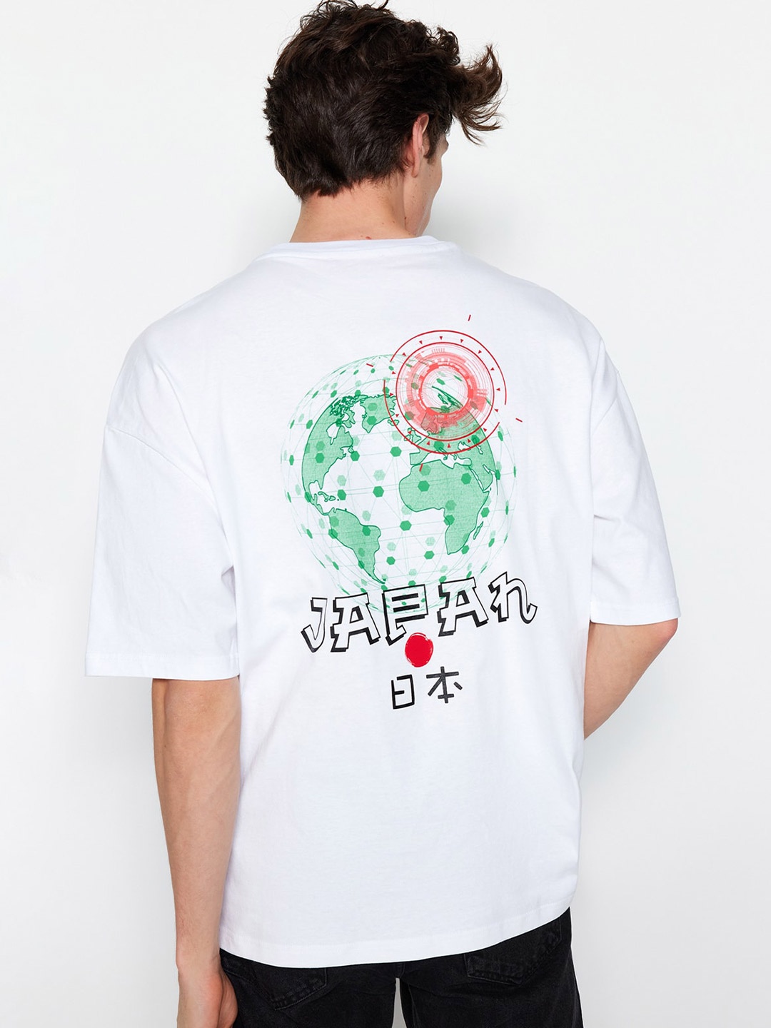 

Trendyol Typography Printed Drop Shoulder Sleeves Pure Cotton T-Shirt, White