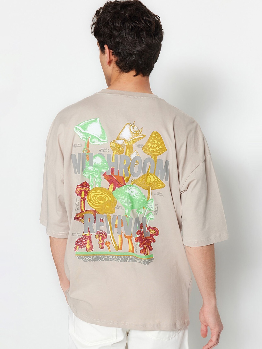 

Trendyol Graphic Printed Pure Cotton T-shirt, Cream