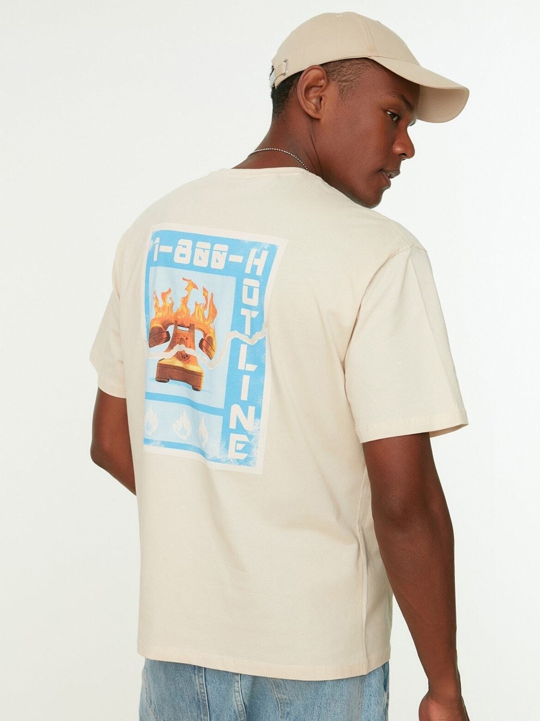 

Trendyol Typography Printed Pure Cotton T-shirt, Off white