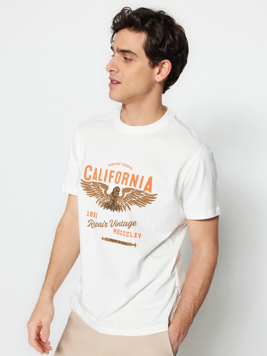 

Trendyol Typography Printed Pure Cotton T-shirt, White