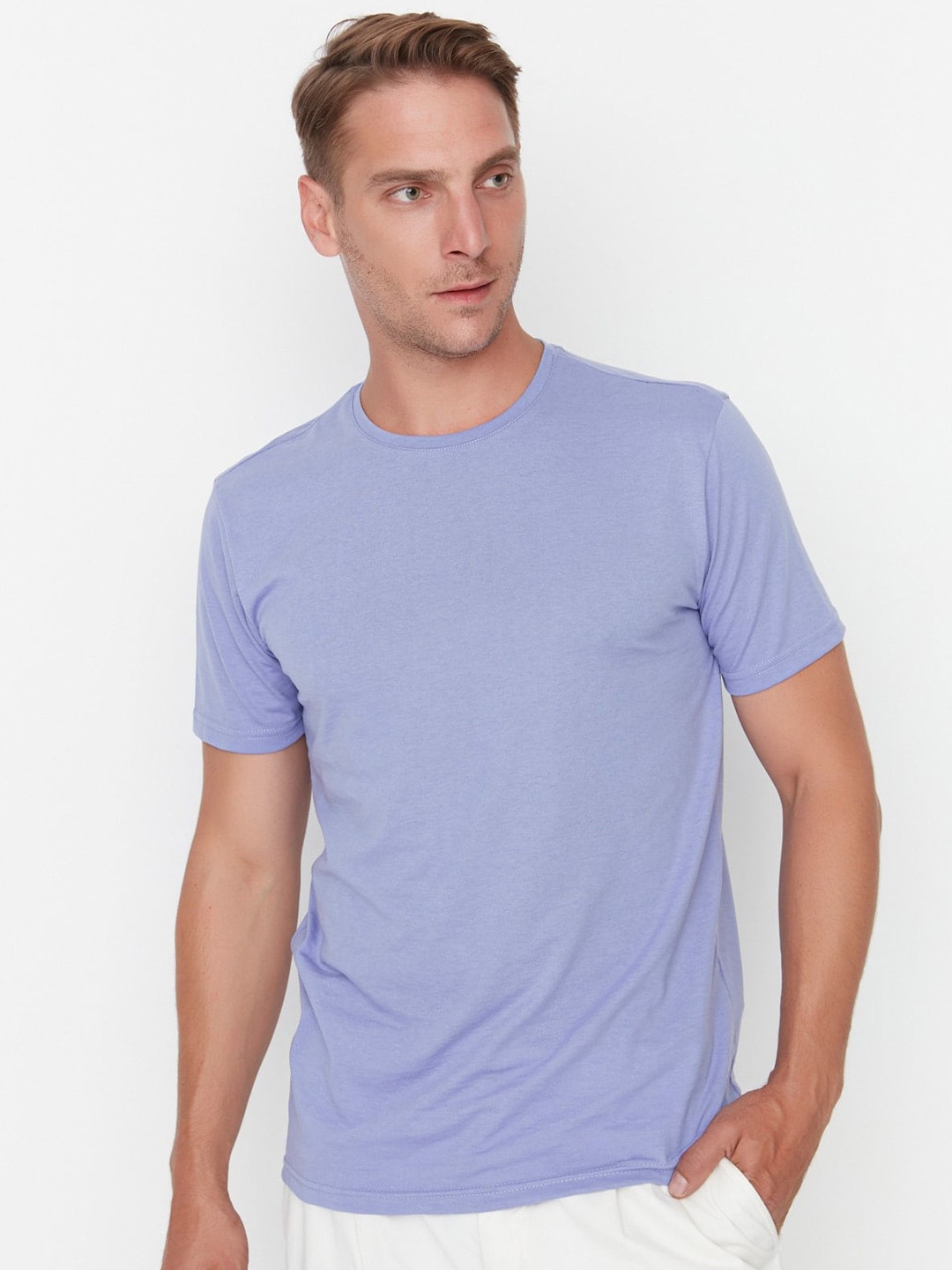 

Trendyol Round Neck Short Sleeves T-shirt, Lavender