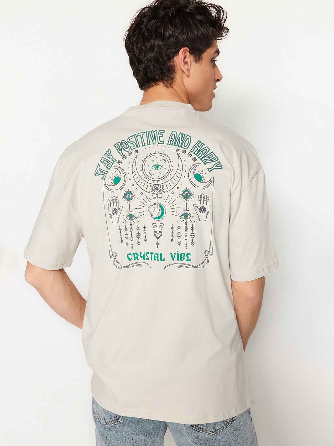 

Trendyol Graphic Printed Pure Cotton T-shirt, Cream