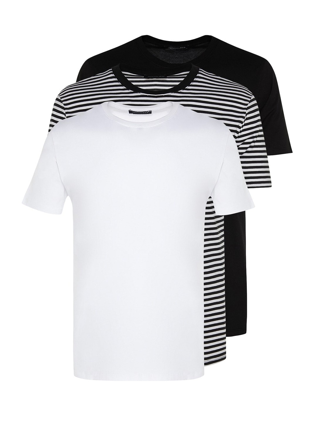 

Trendyol Pack Of 3 Monochrome Cotton T-shirt, Black