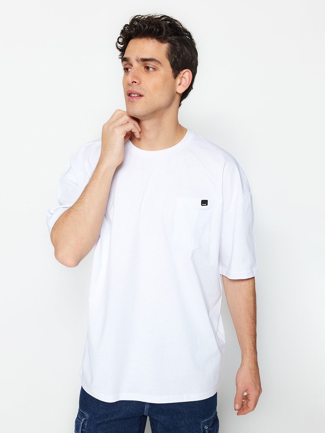 

Trendyol Drop Shoulder Sleeves Pure Cotton T-Shirt, White