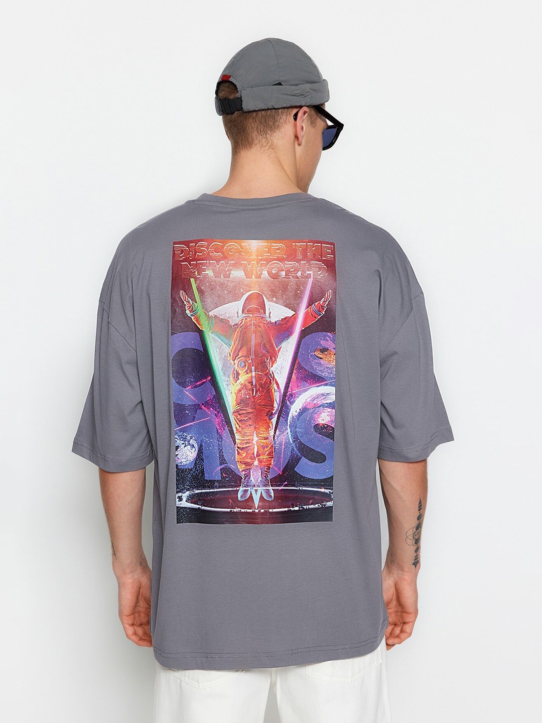 

Trendyol Graphic Printed Pure Cotton T-shirt, Grey