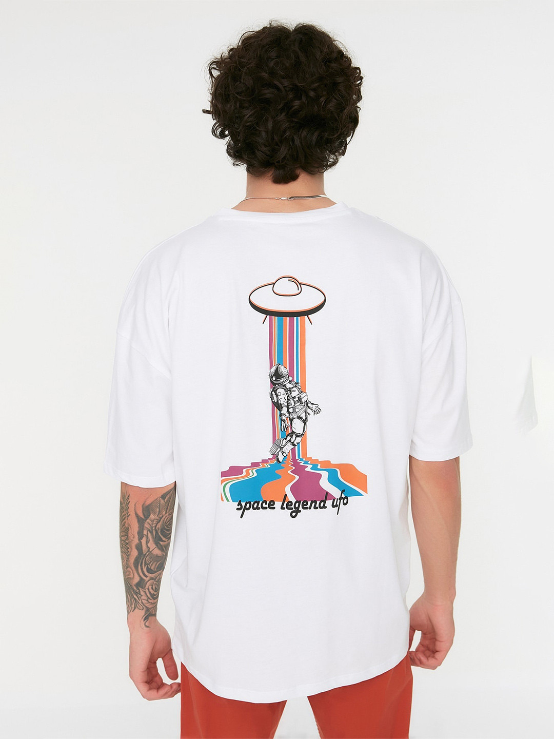 

Trendyol Graphic Printed Drop Shoulder Sleeves Pure Cotton Loose Fit T-shirt, White