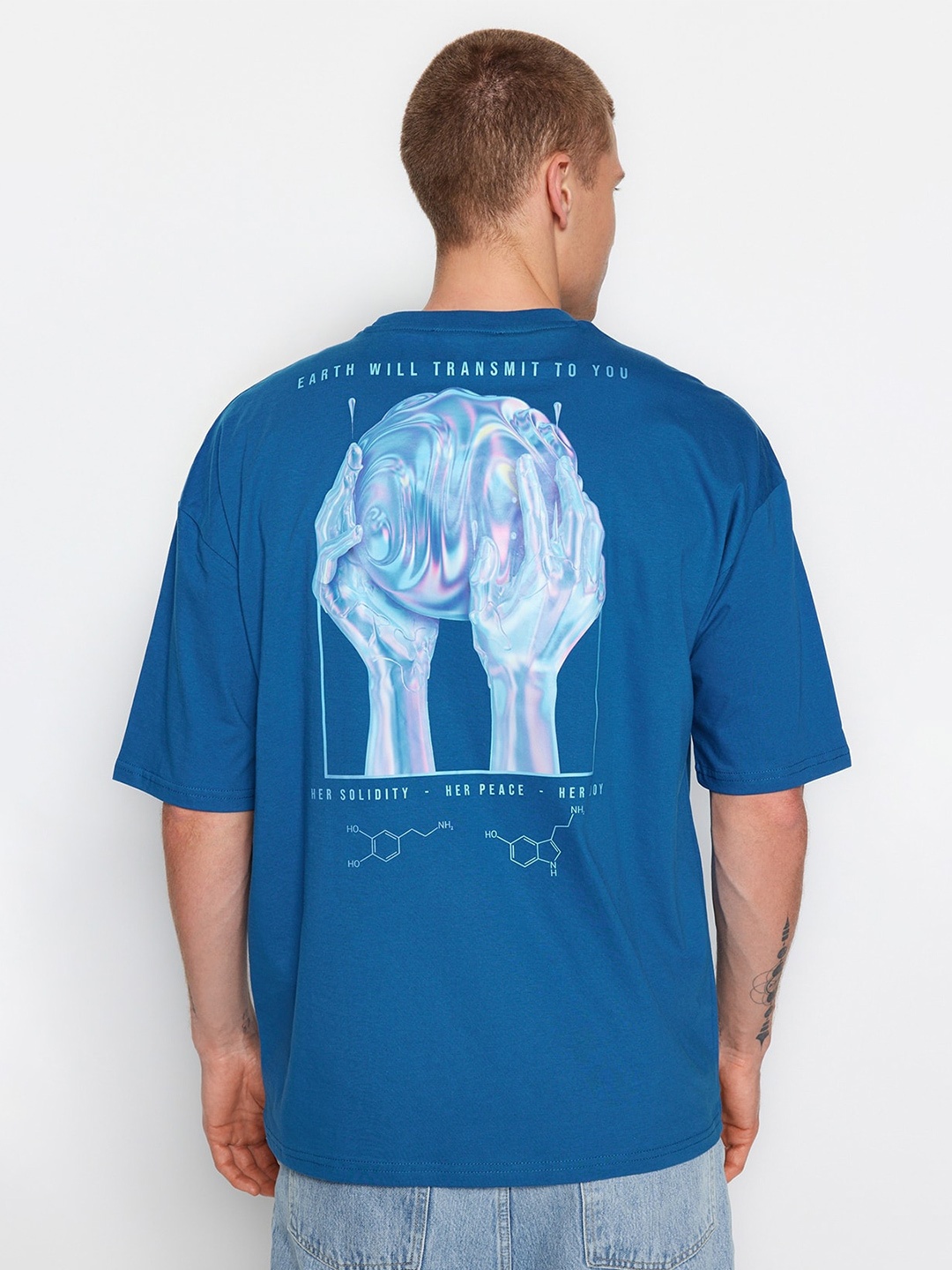 

Trendyol Graphic Printed Pure Cotton T-shirt, Blue