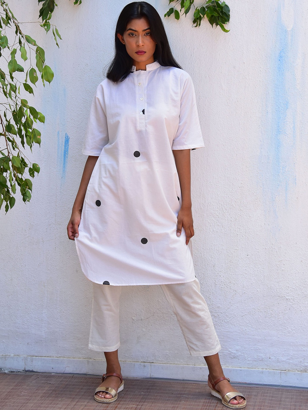 

Chidiyaa Printed Pure Cotton Kurta with Trousers, White