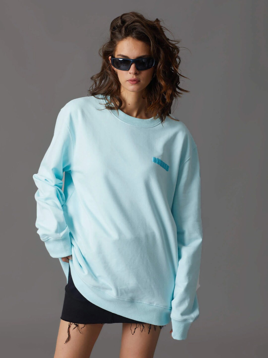 

Bonkers Corner Blue Round Neck Long Sleeves Cotton Sweatshirt