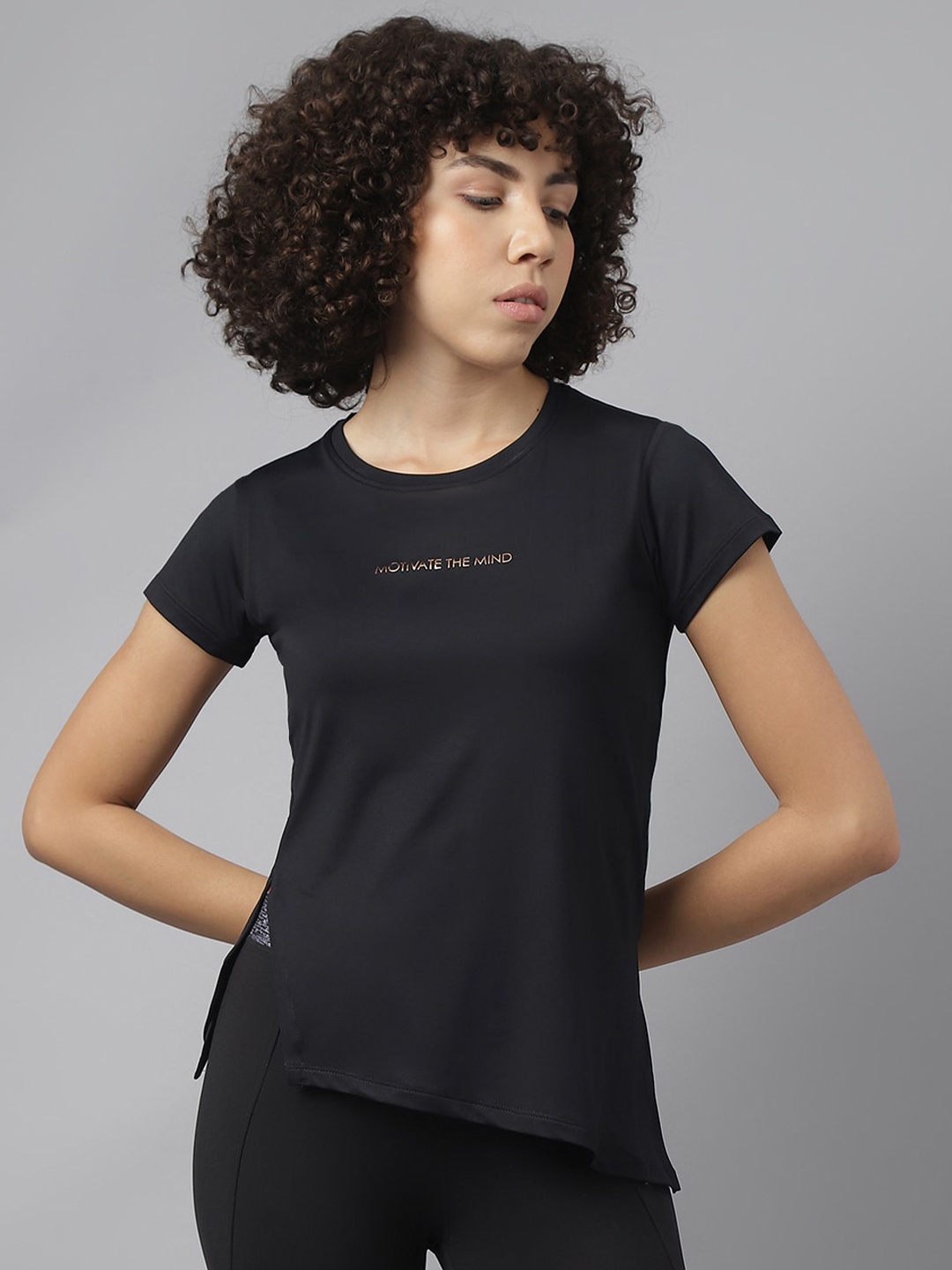 

MKH Relaxed Fit Asymmetric Hem Dri-Fit Technology Training T-shirt, Black